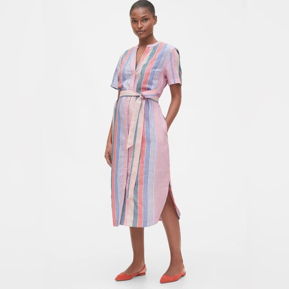 Gap Midi Cotton/Linen Shirt Dress